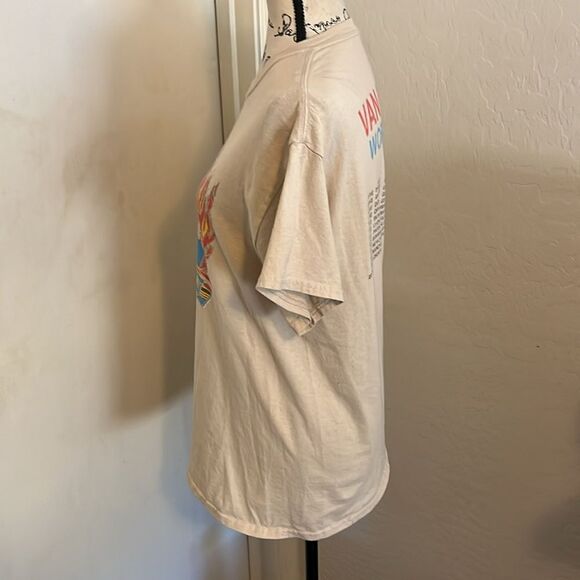 Van Halen Band Musician Tan 1979 Tour Fire Flame Graphic Shirt - Picture 2 of 8